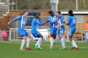 Images Dated 22nd March 2014: Exultant Freddie Sears and Colchester United Team Celebrate Goal Against Bristol City, 2014