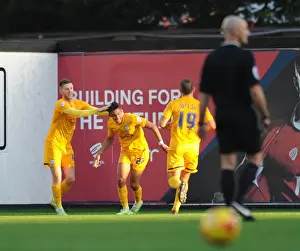 Exultant Robinson and Preston Team Mates Celebrate Goal Against Bristol City, Sky Bet League One, 2014