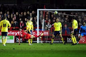 Images Dated 7th January 2012: FA Cup: Kyle McFadzean's Shot Saved by David James in Crawley Town vs. Bristol City (07/01/2012)