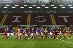 Images Dated 4th December 2012: FA Youth Cup: Bristol City U18 vs Ipswich Town U18 - Teams Exchange Handshakes Before Kick-off at