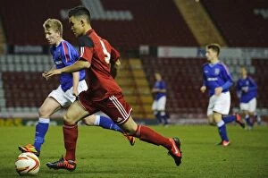 Images Dated 4th December 2012: FA Youth Cup: Miles John's Intense Performance - Bristol City U18 vs Ipswich Town U18