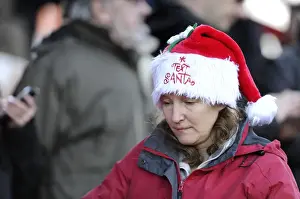 Bristol City V Walsall Prints: Fan in Christmas Hat Amidst the Excitement of Bristol City vs