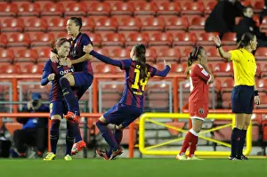 FC Barcelona's Jennifer Hermoso Celebrates Goal Against Bristol Academy Womens FC in Champions League
