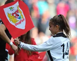 Framed Print : Flag-Bearer from Portishead Town FC at Ashton Gate Stadium for Bristol City vs. Nottingham Forest Championship Match
