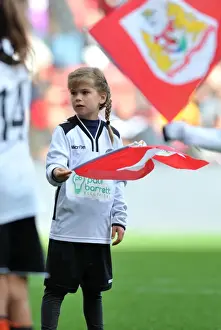 Framed Print : Flag-Bearer from Portishead Town FC Honors Bristol City at Ashton Gate Stadium During Championship Match against Nottingham Forest Framed Print : Flag-Bearer from Portishead Town FC Honors Bristol City at Ashton Gate Stadium During Championship Match against Nottingham Forest