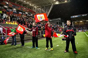 Bristol City V Sheffield Wednesday Prints: Flag-Bearing Fans at Ashton Gate Stadium: Bristol City vs Sheffield Wednesday