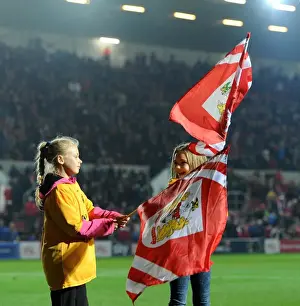 Bristol City V Nottingham Forest Prints: Flag-Bearing Supporters at Ashton Gate: Bristol City vs Nottingham Forest, October 2015