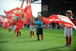 Images Dated 13th September 2014: Flagbearer and Guard of Honor Ceremony at Ashton Gate: Bristol City vs Doncaster Rovers