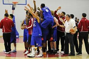 Bristol Flyers V Plymouth Raiders Prints: Flyers players celebrate on the final whistle - Photo mandatory by-line: Joe Meredith/JMP -27/09/2014 - SPORT