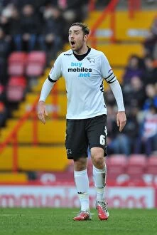 Bristol City v Derby County Collection: Focused on the Ball: Richard Keogh in Action for Derby County against Bristol City