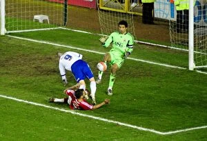 Images Dated 10th March 2012: Fontaine's Heroic Block: Bristol City's Liam Fontaine Stops Kenny Miller's Shot During the Thrilling