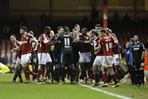 Bristol City V Stevenage Prints: Football Chaos at Ashton Gate: Mass Brawl Between Bristol City and Stevenage Teams