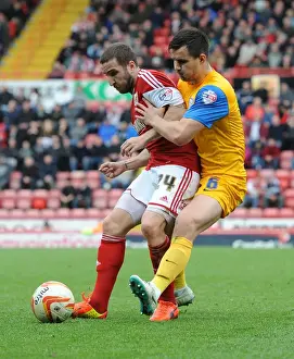 Bristol City V Preston North End Prints: Football Rivalry Amidst Allegations: Martin Paterson vs Bailey Wright Clash at Ashton Gate