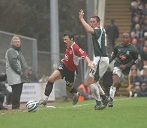 Plymouth V Bristol City Collection: Football Rivalry: Ivan Sproule's Intense Moment at Plymouth vs. Bristol City