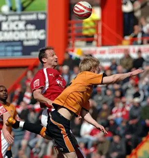 Bristol City V Wolverhampton Wanderers Prints: Football Rivalry: Louis Carey's Unyielding Defiance Against Wolverhampton Wanderers
