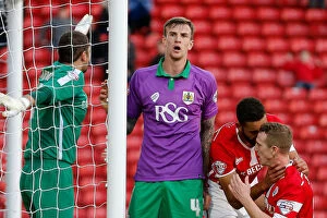 Images Dated 25th October 2014: Frustration for Aden Flint as He Heads Wide: Barnsley vs. Bristol City, 2014
