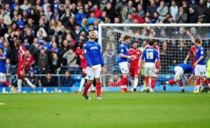 Images Dated 17th March 2012: Frustration on Fratton Park: Portsmouth's Ricardo Rocha Reacts to Missed Chance Against Bristol