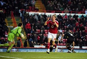 Bristol City v Cardiff City Collection: Frustration for Jon Stead as Bristol City and Cardiff Clash in Championship Match, 01/01/2011