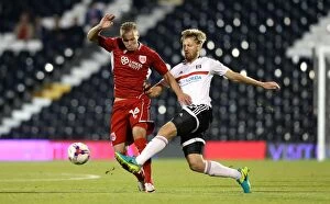 Images Dated 21st September 2016: Fulham vs. Bristol City: Gustav Engvall Tackled in EFL Cup Clash