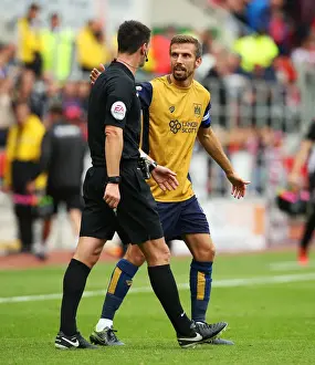 Gary O'Neil of Bristol City Discusses with Referee during Rotherham United vs. Bristol City Championship Match, September 10, 2016