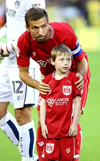 Gary O'Neil and Mandot the Bristol City Mascot at Carrow Road during Norwich City vs Bristol City Championship Match, August 16, 2016