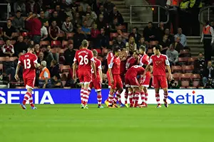 Southampton V Bristol City Prints: Gaston Ramirez's Goal: Southampton Celebrates Over Bristol City in Cup Match