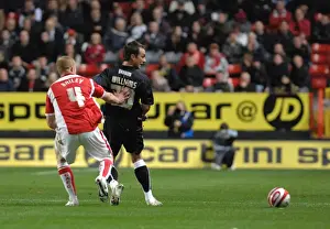 Charlton Athletic V Bristol City Prints: Gavin Williams backheels the ball past Charltons Nicky Baily