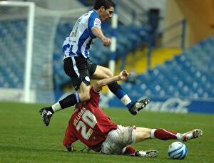 Sheffield Wednesday V Bristol City Collection: Gavin Williams tackles Lewis Buxton