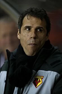 Images Dated 29th January 2013: Gianfranco Zola's Disappointed Expression as Bristol City Leads at Half-Time Against Watford