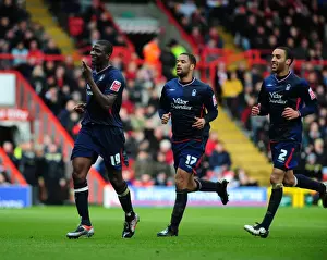Bristol City V Nottingham Forest Prints: Goal Celebration: Guy Moussi's Stunner for Nottingham Forest against Bristol City (Championship)