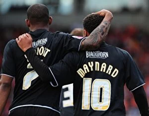 Images Dated 2nd May 2010: Goal Celebrations: Nicky Maynard and Marvin Elliott's Historic Moment as Bristol City Secures