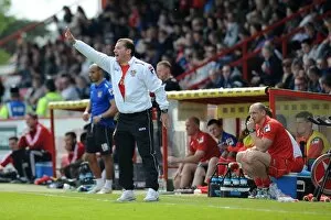 Images Dated 21st April 2014: Graham Westley Shouts Instructions from the Touchline: Stevenage vs