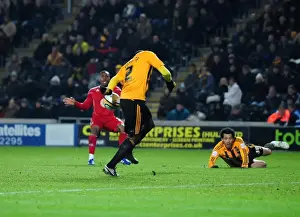 Hull City V Bristol City Prints: Hand of Zayatte: Controversial Moment as Hull City's Kamil Zayatte Stops Bristol City's Danny Rose Cross with
