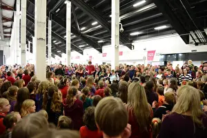 Bristol City V Fulham Prints: Handfuls of Harmony Choir Perform at Bristol City's Ashton Gate during Fulham Match