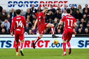 Images Dated 25th February 2017: Hordur Magnusson of Bristol City in Action Against Newcastle United, Sky Bet EFL Championship, 2017