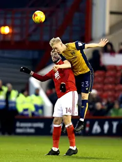 Nottingham Forest V Bristol City Prints: Hordur Magnusson Outmuscles Nicklas Bendtner: Nottingham Forest vs