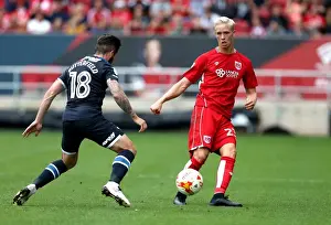 Bristol City V Derby County Prints: Hordur Magnusson Passes the Ball for Bristol City Against Derby County