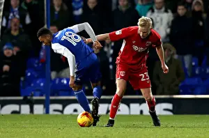 Ipswich Town V Bristol City Prints: Hordur Magnusson Tackles Grant Ward in Ipswich Town vs. Bristol City Championship Clash
