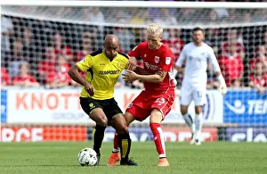 Hordur Magnusson vs Chris O'Grady: Intense Battle for the Ball - Burton Albion vs Bristol City, Sky Bet Championship