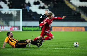 Hull City's Ian Ashbee Fouls Bristol City's Christian Ribeiro - Championship Clash (18/12/2010)