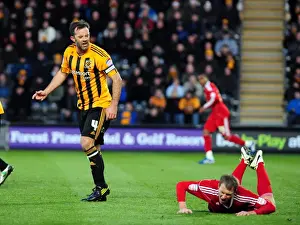 Hull City V Bristol City Prints: Ian Ashbee's Heated Clash with David Clarkson: Hull City vs