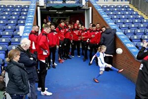Images Dated 17th April 2017: Impressed in the Tunnel: Young Blackburn Fan Wows Bristol City Players with Freestyle Tricks