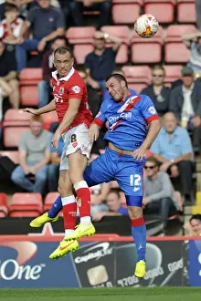 Bristol City V Doncaster Rovers Prints: Intense Aerial Battle: Wilbraham vs McCullough in Bristol City vs Doncaster Rovers Football Match