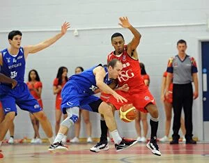 Bristol Flyers v Durham Wildcats Collection: Intense Basketball Rivalry: Doug Herring's Defensive Stand against Durham Wildcats