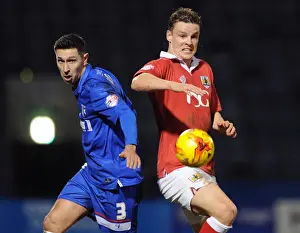 Gillingham V Bristol City - JPT Prints: Intense Battle for the Ball: Bristol City vs Gillingham - Johnstone's Paint Trophy Area Final