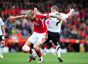 Intense Battle: Jon Stead vs Stephen Dawson - Bristol City vs Barnsley Football Match, Ashton Gate Stadium, 2012