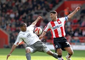 Images Dated 7th April 2008: Intense Battle: Marvin Elliott Fights for Possession in Southampton vs. Bristol City