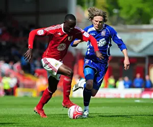 Bristol City V Ipswich Town Prints: Intense Championship Clash: Adomah vs Bullard's Battle for Supremacy (16-04-2011)