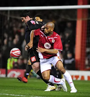 Bristol City V Barnsley Prints: Intense Championship Clash: Haynes vs Macken Battle for Ball Supremacy - Bristol City vs Barnsley