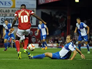 Bristol City V Bristol Rovers (Johnstone Paint Trophy 1ST Round) Prints: Intense Derby Moment: McChrystal Stops Emmanuel-Thomas (Bristol City vs)